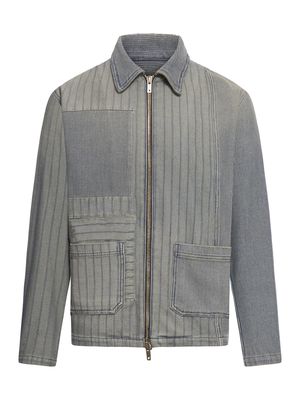 Golden Goose Journey M`s Full Zip Jacket Dyed Denim Patched Stripes