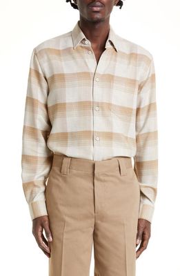 Golden Goose Journey Plaid Button-Up Shirt in White /Beige Check