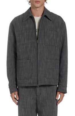 Golden Goose Journey Virgin Wool Blend Coach's Jacket in Grey/White