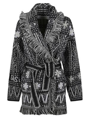 Golden Goose Journey W`s Belted Knit Cardigan Wool Blend Fair Isle Jacquard Stones Embroidery