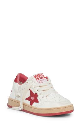 Golden Goose Kids' Ball Star Lace-Up Leather Sneaker in White/Red