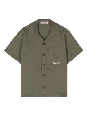 Golden Goose Kids camp-collar twill shirt - Green