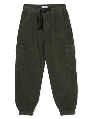 Golden Goose Kids corduroy tapered-leg cargo trousers - Green