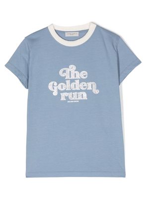 Golden Goose Kids crystal-embellished cotton T-shirt - Blue