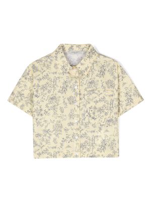 Golden Goose Kids gingham floral cotton shirt - Yellow