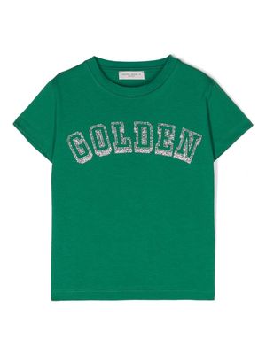 Golden Goose Kids glitter-detail cotton T-shirt - Green