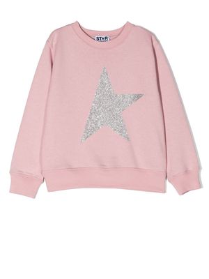 Golden Goose Kids glitter star-patch cotton sweatshirt - Pink