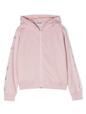 Golden Goose Kids glittered logo-print hoodie jacket - Pink
