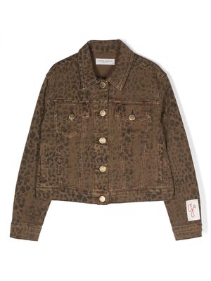 Golden Goose Kids leopard-print denim jacket - Brown