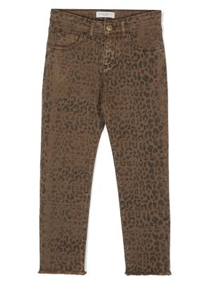 Golden Goose Kids leopard-print jeans - Brown