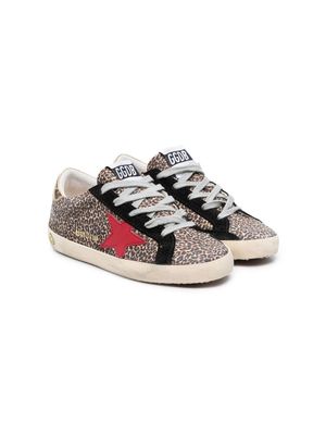 Golden Goose Kids leopard print star-patch sneakers - Neutrals