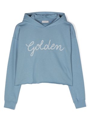 Golden Goose Kids logo-embroidered hoodie - Blue