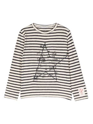 Golden Goose Kids logo-embroidered striped long-sleeve T-shirt - Neutrals