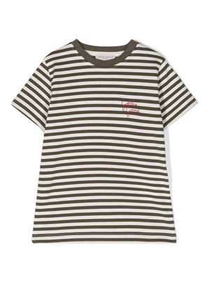 Golden Goose Kids logo-embroidered striped T-shirt - Green