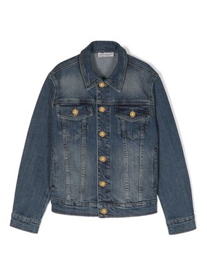 Golden Goose Kids logo-patch denim jacket - Blue