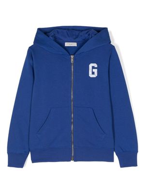 Golden Goose Kids logo-print zipped hoodie - Blue