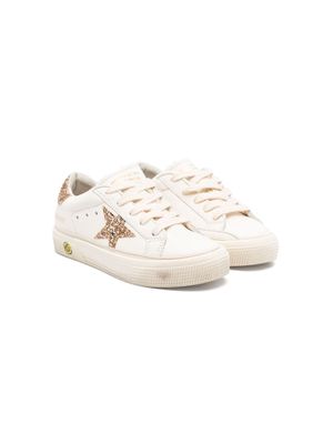 Golden Goose Kids May glitter-detail leather sneakers - Neutrals