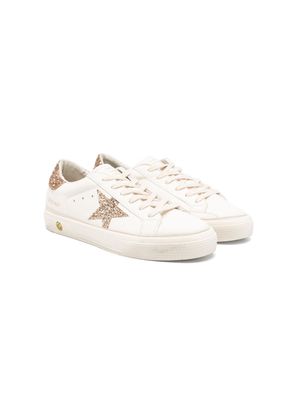 Golden Goose Kids May glitter-detailing leather sneakers - White