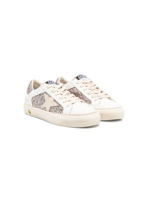 Golden Goose Kids May glitter-embellished sneakers - White