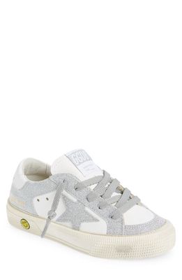 Golden Goose Kids' May Glitter Low Top Sneaker in White/Silver