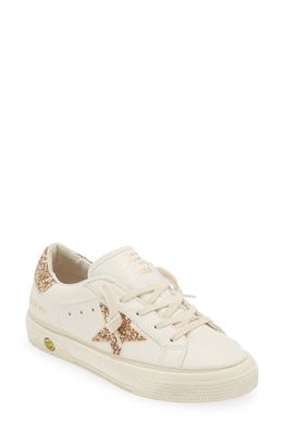 Golden Goose Kids' May Glitter Star Low Top Sneaker in White/Gold