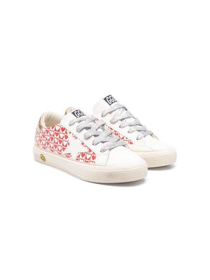 Golden Goose Kids May heart-print lace-up sneakers - White