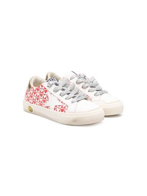 Golden Goose Kids May Heart printed sneakers - White