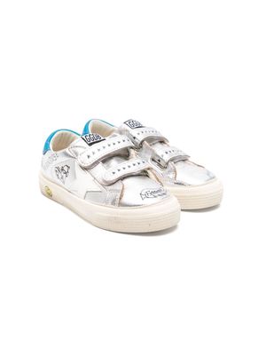 Golden Goose Kids May School laminated leather sneakers - Silver