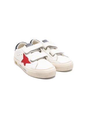 Golden Goose Kids May School star-patch leather sneakers - White