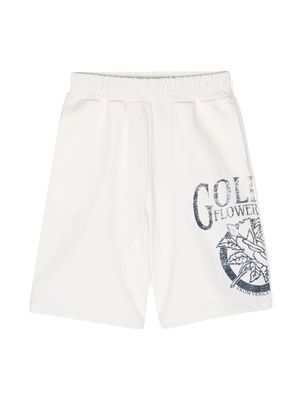 Golden Goose Kids mid-rise cotton track shorts - White