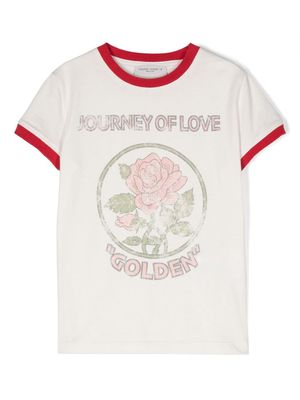 Golden Goose Kids rose-print cotton T-shirt - White