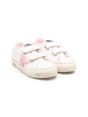 Golden Goose Kids shearling star-patch sneakers - White