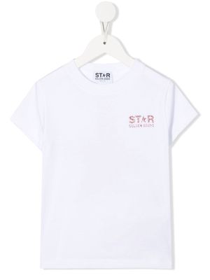 Golden Goose Kids star-print glitter-detailed T-shirt - White