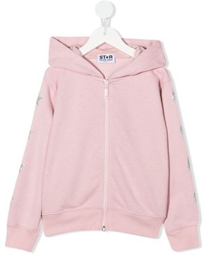 Golden Goose Kids star-print zipped hoodie - Pink