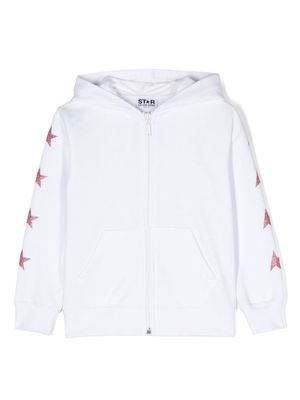 Golden Goose Kids star-print zipped hoodie - White