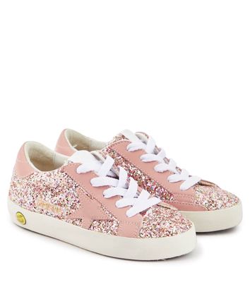 Golden Goose Kids Super-Star glitter and leather sneakers