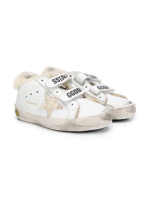 Golden Goose Kids touch strap shearling sneakers - White