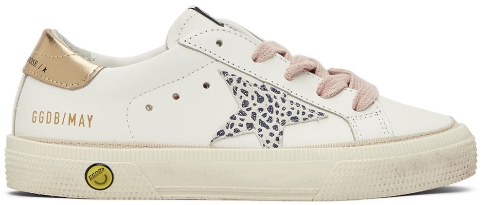 Golden Goose Kids White & Gold May Sneakers