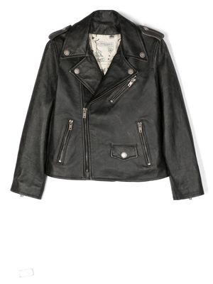 Golden Goose Kids zip-up biker jacket - Black