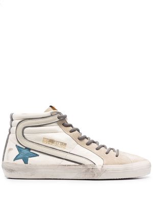 Golden Goose leather distressed high-top sneakers - White