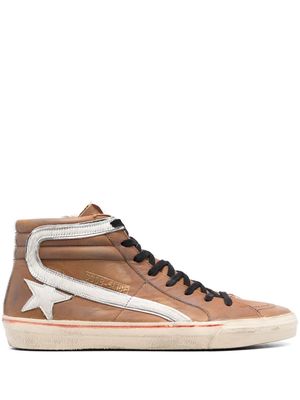 Golden Goose leather Slide hi-top sneakers - Brown