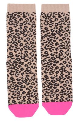 Golden Goose Leopard Jacquard Crew Socks in Clay/Brown/Fuxia