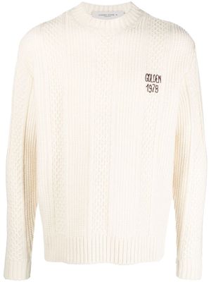 Golden Goose logo-embroidered knitted wool jumper - White