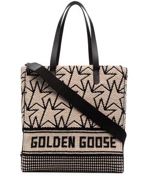 Golden Goose logo-embroidered shoulder bag - Neutrals
