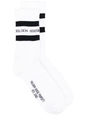 Golden Goose logo embroidered socks - White