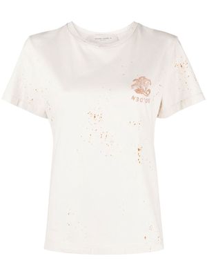 Golden Goose logo-embroidered splattered T-shirt - Neutrals