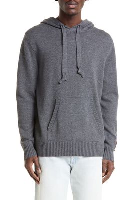 Golden Goose Logo Patch Cashmere & Wool Hoodie Sweater in Grey