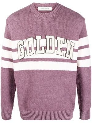 Golden Goose logo-patch knitted jumper - Purple