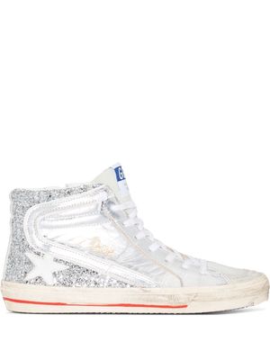 Golden Goose logo-patch lace-up sneakers - Silver