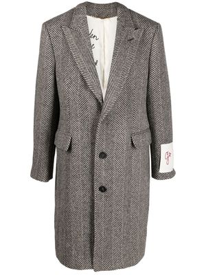 Golden Goose logo-patch single-breasted coat - Grey